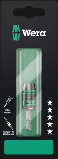 [WER_05073511001] Wera 05073511001 887/4 RR SB Rapidaptor Universal Bit Holder With Ring Magnet, 1/4" X 57 mm