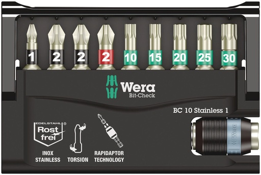 [WER_05073630001] Wera 05073630001 Bit-Check 10 Stainless 1 SB, 10 Pc