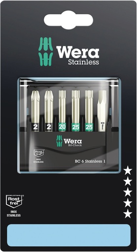 [WER_05073634001] Wera 05073634001 Bit-Check 6 Stainless 1 SB, 6 Pc