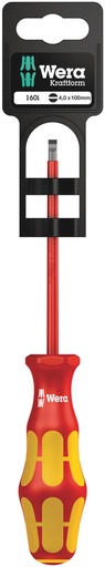 [WER_05100003001] Wera 05100003001 160 I SB VDE Insulated Screwdriver For Slotted Screws, 0.8 X 4 X 100 mm