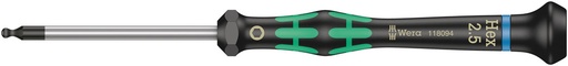 [WER_05118094001] Wera 05118094001 2052 Ball End Hexagon Screwdriver For Electronic Applications, 2.5 X 60 mm