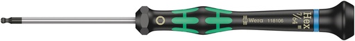 [WER_05118106001] Wera 05118106001 2052 Ball End Hexagon Screwdriver For Electronic Applications, 7/64" X 60 mm