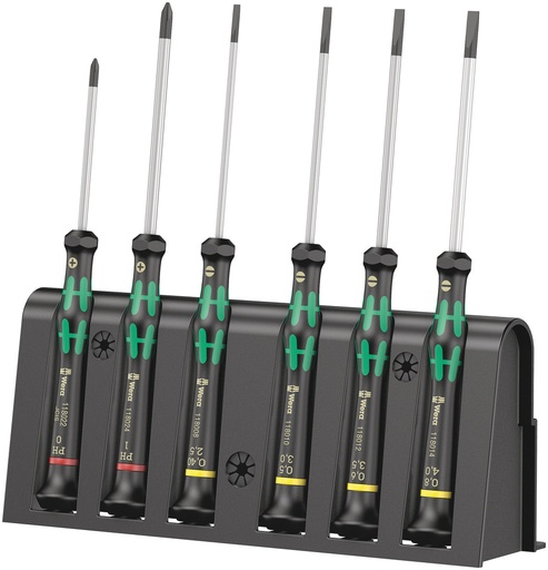 [WER_05118152001] Wera 05118152001 2035/6 B Screwdriver Set and Rack For Electronic Applications, 6 Pc