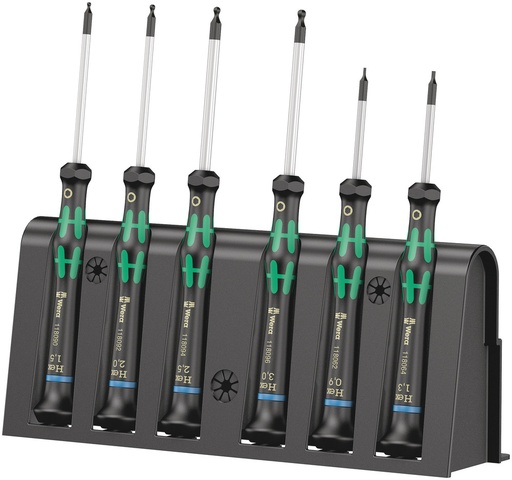 [WER_05118156001] Wera 05118156001 2052/6 Hexagon Screwdriver Set and Rack For Electronic Applications, 6 Pc