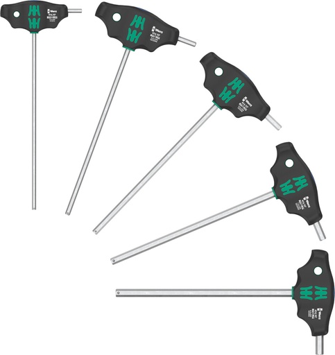 [WER_05136070001] Wera 05136070001 454/5 HF Socket Set 1 Screwdriver Set T-Handle Screwdriver Hex-Plus w/Holding Function, 5 Pc