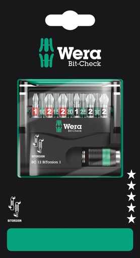 [WER_05136385001] Wera 05136385001 Bit-Check 12 BiTorsion 1 SB, 12 Pc