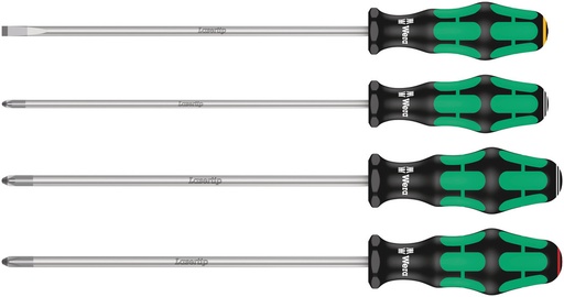 [WER_05347736002] Wera 05347736002 335/350/355/4 Screwdriver Set Kraftform Plus Lasertip 200 mm-Long Blades, 4 Pc