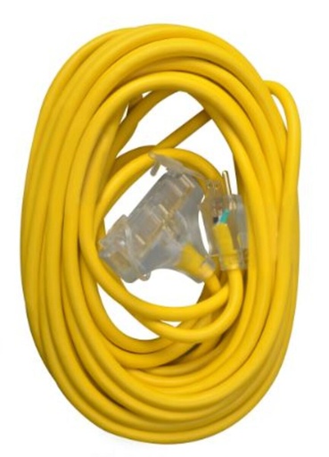 [SWR_4188SW8802] Southwire 50ft SJTW 12/3 Three-Way Power Block W/ Lighted End  (Yellow)