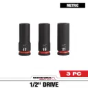 Milwaukee 49-66-7025 3PC SHOCKWAVE™ Impact Duty 1/2" Drive Metric Deep 6 Point Socket Set