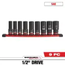 Milwaukee 49-66-7022 9PC SHOCKWAVE™ Impact Duty 1/2" Drive SAE Deep 6 Point Socket Set