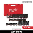 Milwaukee 49-66-7009 43PC SHOCKWAVE™ Impact Duty 3/8" Drive SAE & Metric Deep 6 Point Socket Set