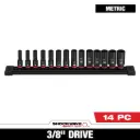 Milwaukee 49-66-7008 14PC SHOCKWAVE™ Impact Duty 3/8" Drive Metric Deep 6 Point Socket Set