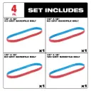 Milwaukee 48-80-9000 1/2” x 18” 40/60/80/120 Grit Bandfile Belts – 4 pack variety