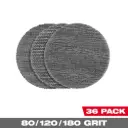 Milwaukee 48-80-6406 3” Assorted 80, 120, 180 Grit Mesh Sanding Discs with POWERGRID™ Tear Resistant Mesh – (36 PK) + 3 Pad Savers