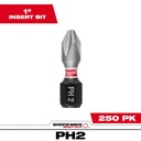 Milwaukee 48-32-4881 SHOCKWAVE™ Impact Duty 1" Phillips #2 Insert Bits Bulk 250
