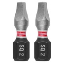 Milwaukee 48-32-4422 SHOCKWAVE™ Impact Duty 1" Square Recess #2 Insert Bits (2 PK)