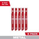 Milwaukee 48-42-0140 2-3/4" 24TPI U-Shank Metal High Speed Steel Jig Saw Blades (5 PK)