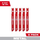 Milwaukee 48-42-0120 2-3/4" 18TPI U-Shank Metal High Speed Steel Jig Saw Blades (5 PK)