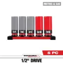 Milwaukee 49-66-7831 SHOCKWAVE™ Impact Duty 1/2" Drive SAE & Metric 5PC Lug Nut Wheel Socket Set