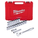 Milwaukee 48-22-9410 22 pc 1/2" Drive SAE Ratchet and Socket Set with FOUR FLAT™ Sides