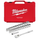 Milwaukee 48-22-9088 29pc 3/8" Drive Metric & SAE Ratchet and Socket Set with FOUR FLAT™ SIDES