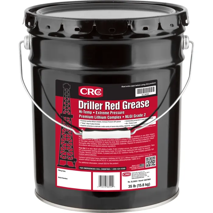 [CRC_1007960] CRC® SL3650 Driller Red Grease Extreme Pressure Lithium Complex, 35 lb Pail, 1007960