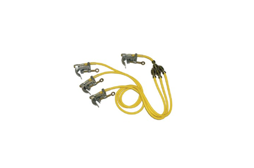 [HFGP_CTO-THR-GRD-000177] Hastings Custom Three Way Grounding Cluster 1/0 yellow, 20' Legs each w/21575 1.5” C-Head Serrated Jaw Clamp