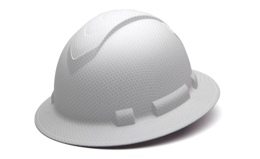 [PMX_HP54116] Pyramex Ridgeline® Hydro Dipped Full Brim Hardhat HP54116 Matte White Graphite Pattern 4 Pt Ratchet Suspension - Custom Logo'd