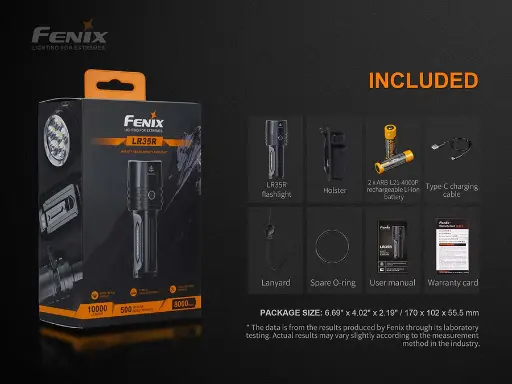 [PHX_LR35RSBK] Fenix LR35R Rechargeable Flashlight - 10000 Lumens