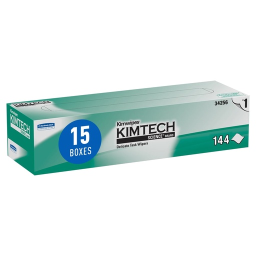 [KCP_34256] Kimtech 34256 Kimwipes™ Delicate Task Wipes, 144 Sheets/Box; 15 Boxes/Case; 2,160 Sheets/Case; White; Pop-Up Box
