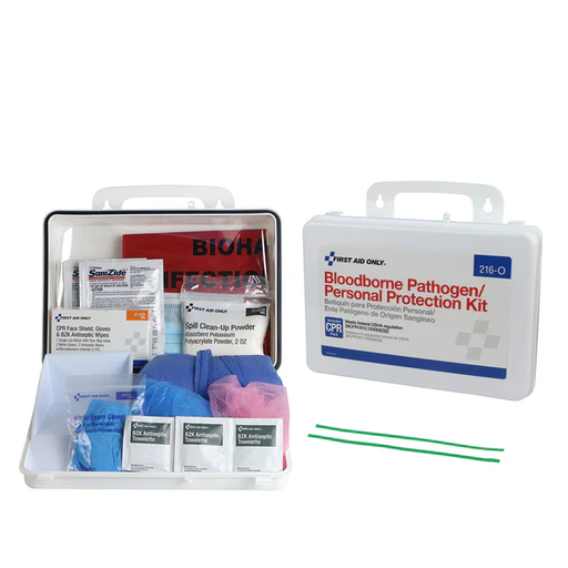 [FAO_216-O] Bloodborne Pathogen (BBP) Spill Clean Up Kit & Personal Protection with CPR Pack, Plastic Case