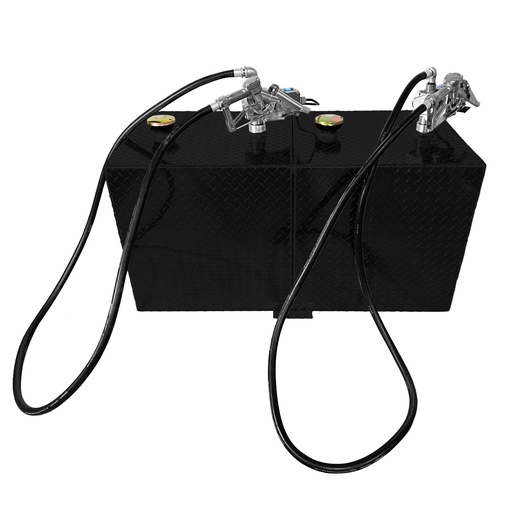 [JME_ATTTR110SPCEZ8] JME 110 Gallon Aluminum Rectangle Split Fuel Transfer Tank w/ GPI 8 GPM Pumps (12V DC) - Black Powder Coated
