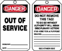 TAGS 5 3/4" x 3 1/4" OSHA DANGER OUT OF SERVICE 25EA/PK PF-CARDSTOCK A-BACK