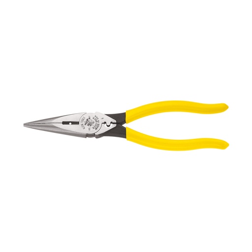 [KLN_D2038NCR] Klein D2038NCR Pliers, Needle Nose Side Cutters with Stripping and Crimping, 8-Inch