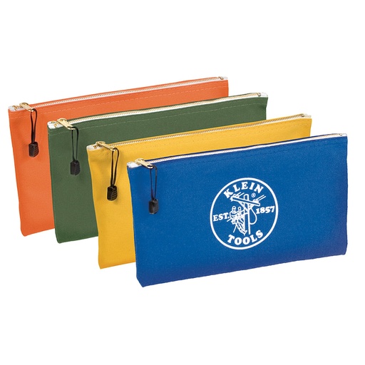 [KLN_5140] Klein 5140 Zipper Bags, Canvas Tool Pouches Olive/Orange/Blue/Yellow, 4-Pack