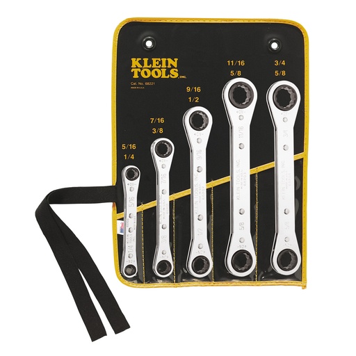 [KLN_68221] Klein 68221 Ratcheting Box Wrench Set, 5-Piece
