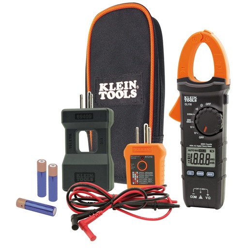 [KLN_CL110KIT] Klein CL110KIT Electrical Tester Kit with Clamp Meter and GFCI Outlet Tester