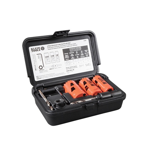 [KLN_32905] Klein 32905 Electrician's Hole Saw Kit with Arbor 3-Piece