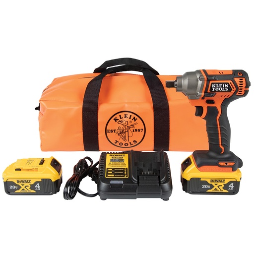 [KLN_BAT20CW1] Klein BAT20CW1 Battery-Operated Compact Impact Wrench, 1/2-Inch Detent Pin, Full Kit
