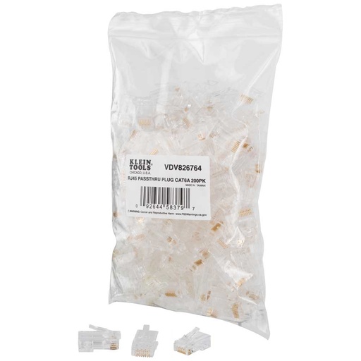 [KLN_VDV826764] Klein VDV826764 Pass-Thru™ Modular Data Plugs, RJ45-CAT6A, UTP 200-Pack