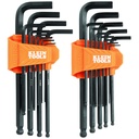 Klein Long Ball End Hex Key Set, SAE and Metric, 22-Piece (BLS22)
