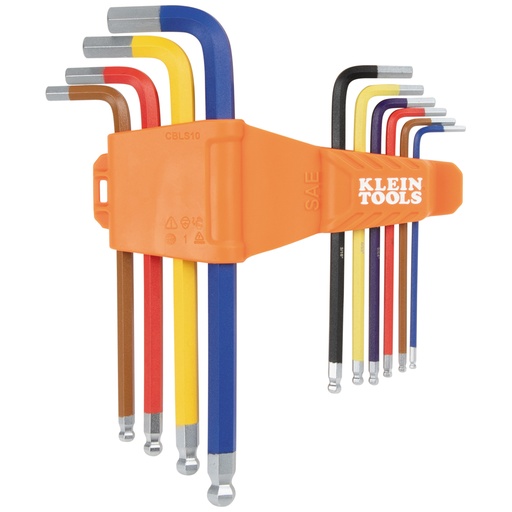 [KLN_CBLS10] Klein CBLS10 Powder Coated Long Ball-End Hex Key Set, SAE, 10-Piece