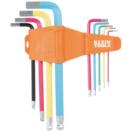 [KLN_CBLS9M] Klein CBLS9M Powder Coated Long Ball-End Hex Key Set, Metric, 9-Piece