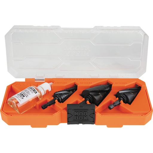 [KLN_QRSTSPRO] Klein QRSTSPRO Premium Electrician's Quick Release Step Bit Set, 3 Piece