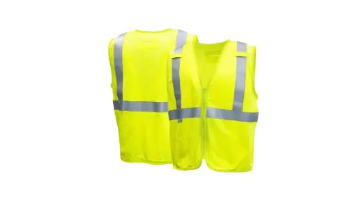 Pyramex RVZ5210FR Hi-vis Lime Yellow FR Vest, Mesh w/ Zipper, Class 2
